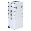 4-in-1 Rolling Makeup Case Aluminum Salon Cosmetic Train Trolley Organizer