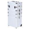 4-in-1 Rolling Makeup Case Aluminum Salon Cosmetic Train Trolley Organizer