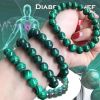 Chrysocolla Malachite Bracelet Women Men Natural Stone Beads Bracelet Round Diabetes Relief Bracelet Healing Lose Weight Jewelry